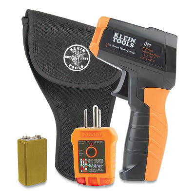 Infrared Digital Thermometer with Targeting Laser, -4 F to 752 F, Kit with GFCI Outlet Tester