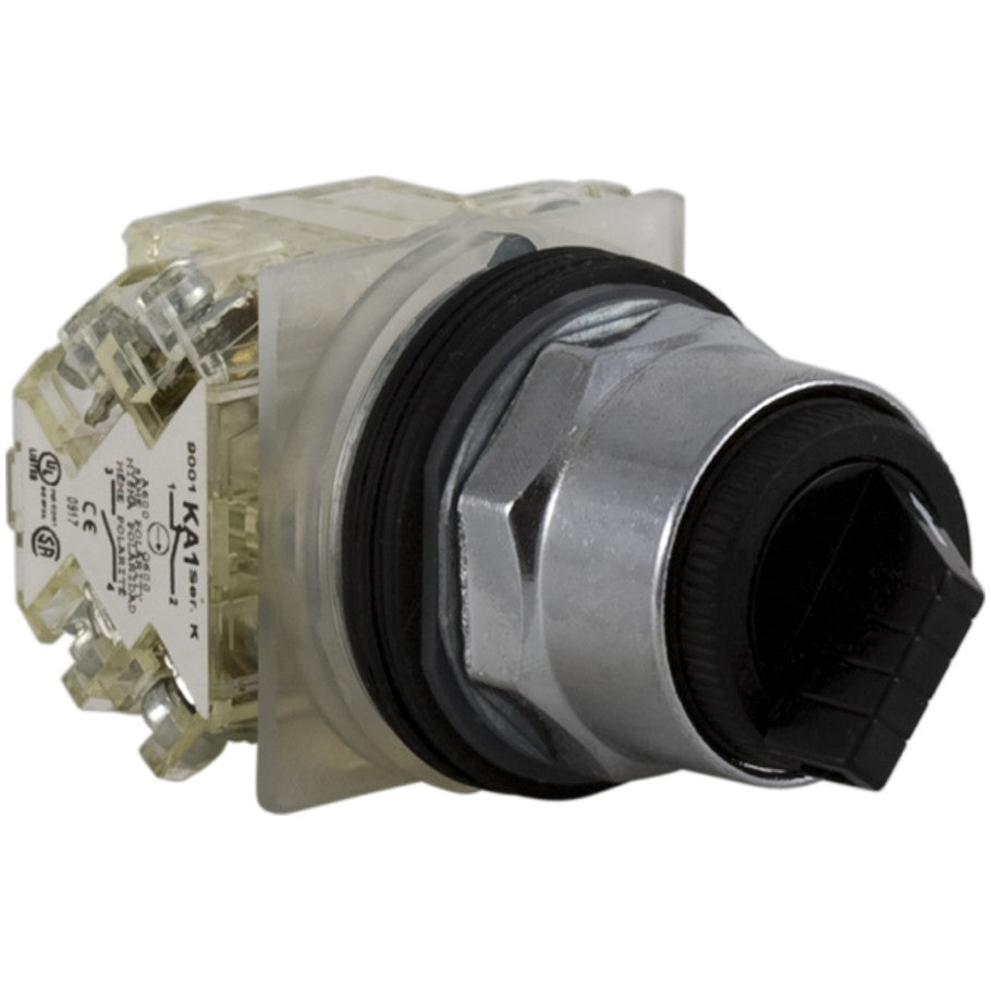 Non-Illuminated Operator with Contact Block, Black Knob and KA1 on Side  1 and  2
