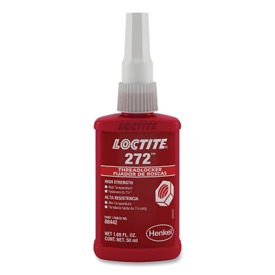 272 Threadlocker, High Temp/High Strength, 50 mL, Up to 1-1/2 in Thread, Red