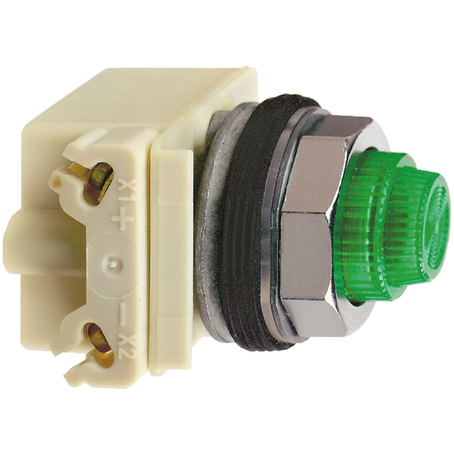 30 mm Type K HD Pilot Light, LED-Style, 120V, Green