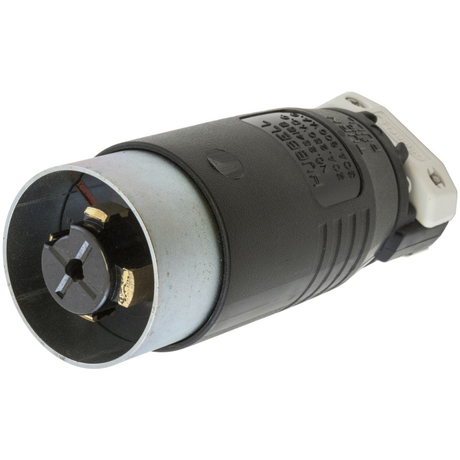 Hubbellock 30A 600VAC/20A 250VDC 4P5W Black Nylon Plug With Thermoset Interior and Steel Shroud