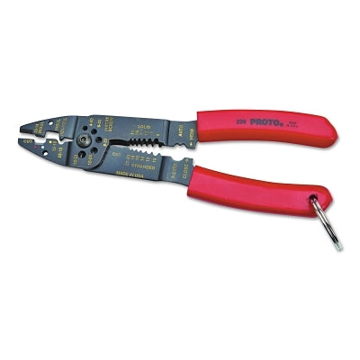 Tether-Ready Wire Stripper/Crimper Pliers, 8 1/2 in, 22-10AWG, Red