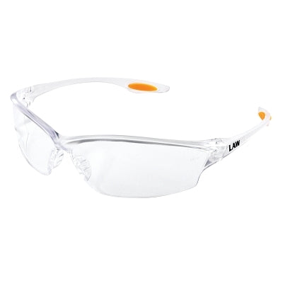 Law LW2 Series Safety Glasses, Clear Lens, TPR Nose Piece and Temple Inserts, Clear Frame