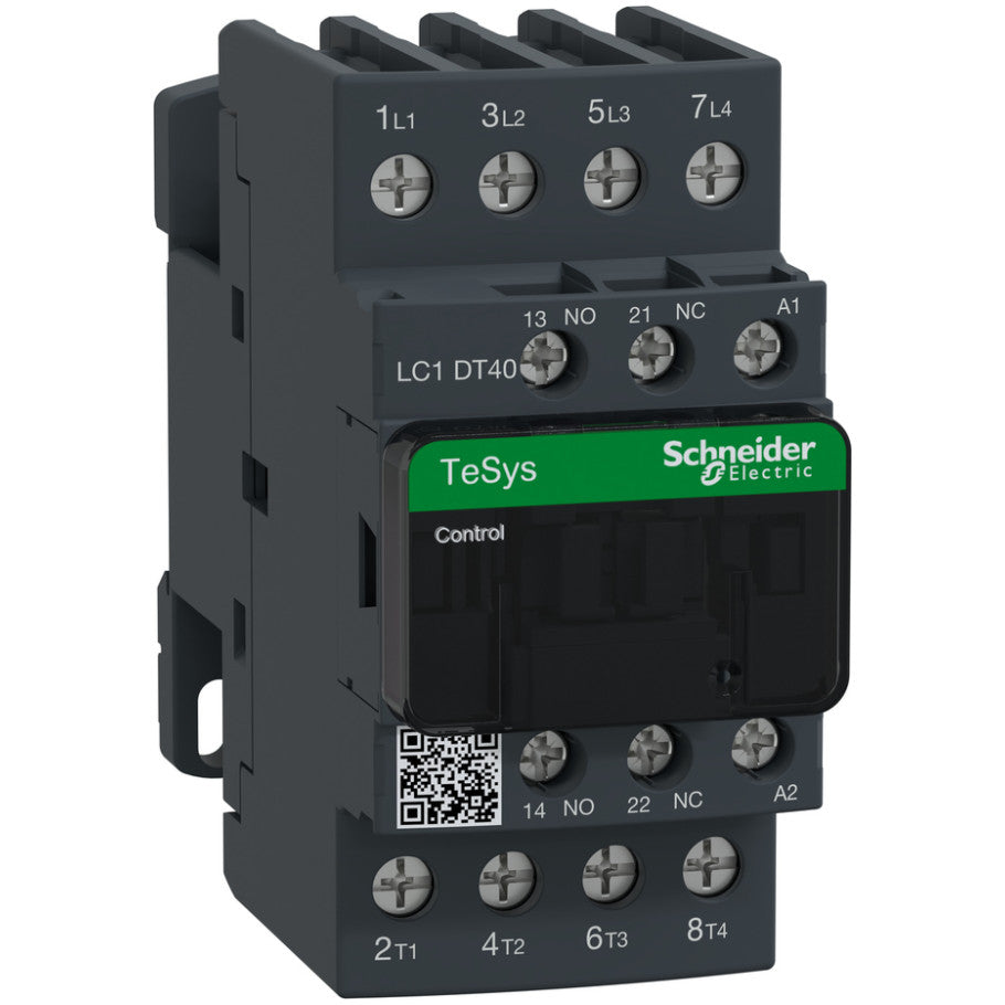 IEC Contactor, TeSys Deca, Nonreversing, 40A Resistive, 4 Pole, 4 NO, 120VAC 50/60Hz Coil, Open Style