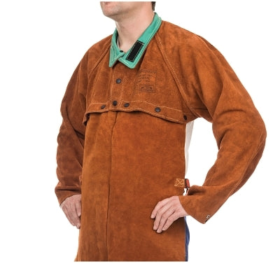Split Cowhide Cape Sleeves, 14 in Long, Snaps Closure, Large, Lava Brown