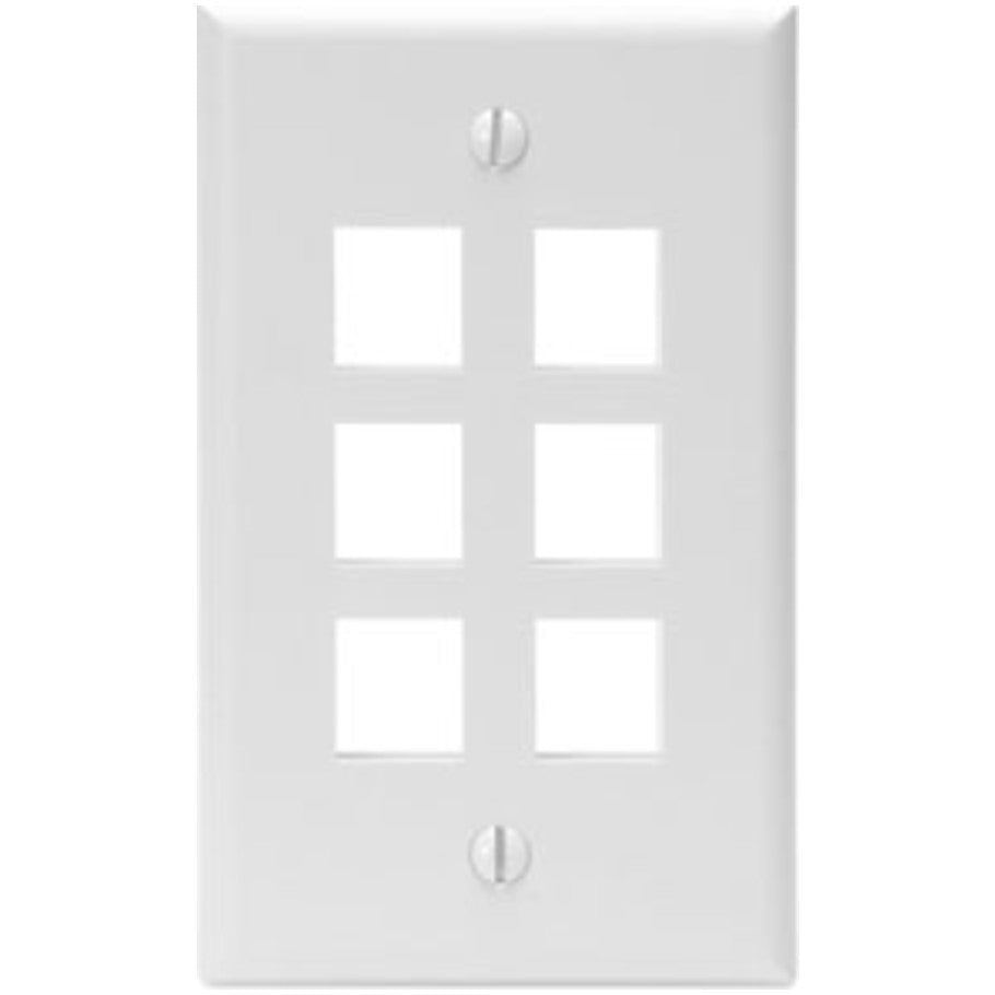 QuickPort Standard Plastic Wallplate, 1-Gang, 6-Port, White