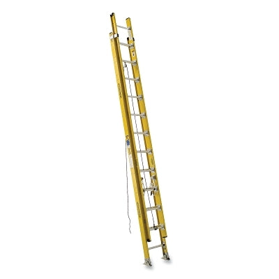 Fiberglass D-Rung Extension Ladder, D7124-2, Type IAA, 24 ft L, 19 in W, 375 lb Load Capacity, Yellow