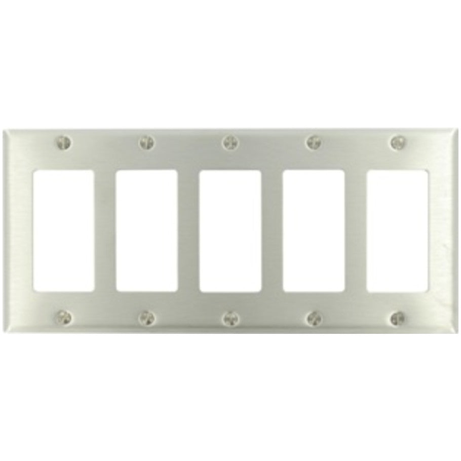 Type 302 Stainless Steel 5 Gang Device Mount Decora/GFCI Device Wall Plate