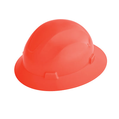 Advantage Series Full Brim Vented and Non-Vented Hard Hat, 4 pt Rapid Dial, Non-Vented, Hi-Vis Orange