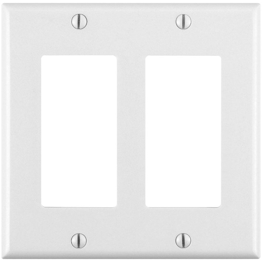 Decora/GFCI Device Wall Plate, Device Mount, 2-Gang, Thermoset, White