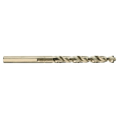 Gold Ferrous Pilot Point Drill Bit, 1/4 in dia, Split Point, 4 in L, 5 BIT/BOX