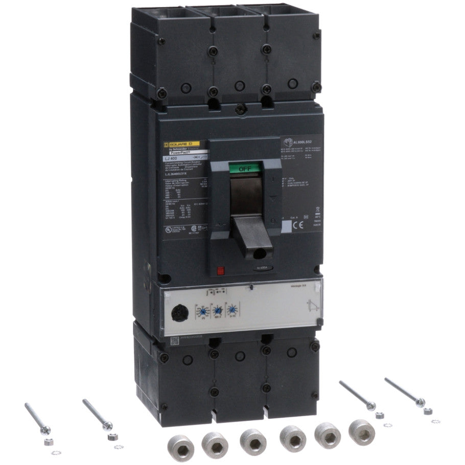 PowerPact Molded Case Circuit Breaker, 400A, 600V, 3-Pole, L-Frame, Line/Load Lugs