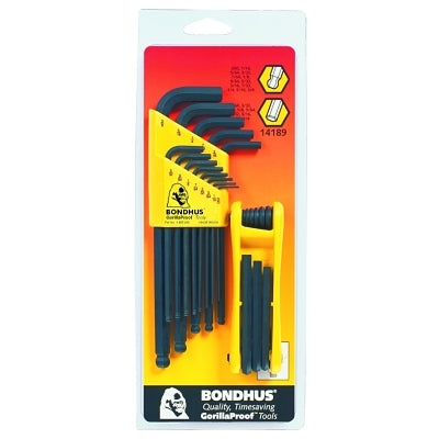 Balldriver L-Wrench and Fold-Up Set Combinations, 22 pieces, Hex Ball Tip, Inch