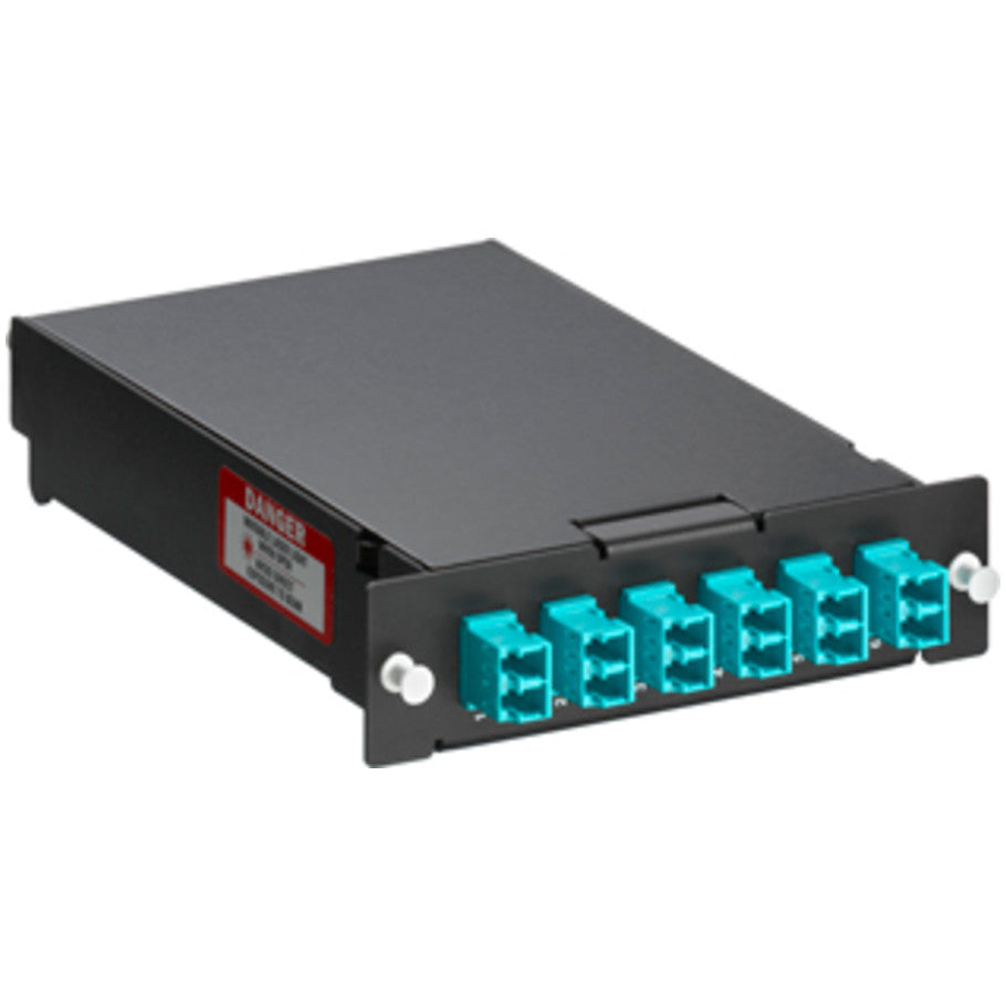 Pigtail Fusion Splice Module, OM3 LC, 12-Fiber, Aqua