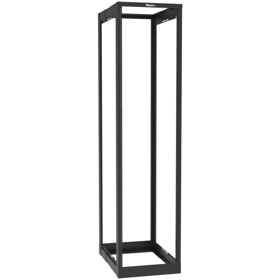 4 Post Rack, Adjustable Depth, 45RU,  12-24 Threaded E-Rails, Black