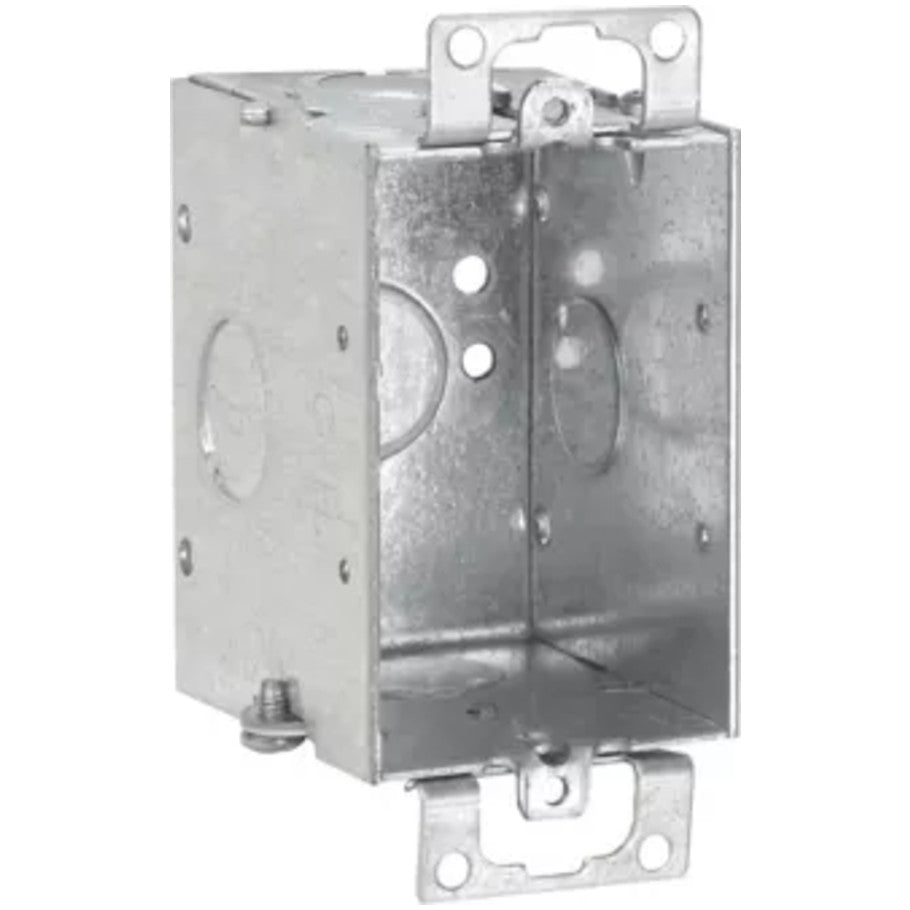 Steel Switch Box, 3x2, Gangable, Conduit, 2-1/2 in. D, (4) 1/2 in. Side KO, (1) 1/2 in. Bottom KO, Mounting Ears