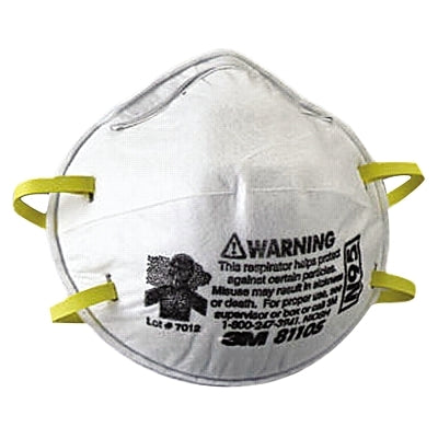 3M 8110S N95 Particulate Respirator, Half Facepiece, Two Fixed Straps, Non-Oil Particles, White