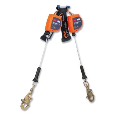 3M 3500282 Nano-Lok Edge Self-Retracting Lifeline, 8 ft, Swivel Snap Hook, 420 lb, 2 Legs, Galvanized Cable