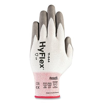 11-644 Polyurethane Palm Coated Gloves, Size 6, White/Grey