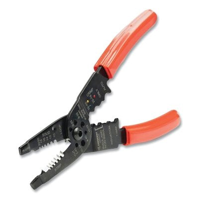 Wire Stripper and Crimper, 8 in, 10 AWG to 22 AWG, Orange PVC Handle
