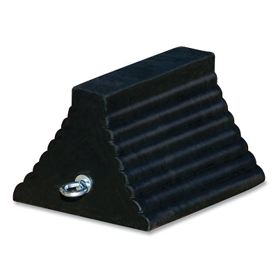 General-Purpose Rubber Wheel Chock, 11 in L x 8 in W x 6 in H, Black, Includes Cored Bottom