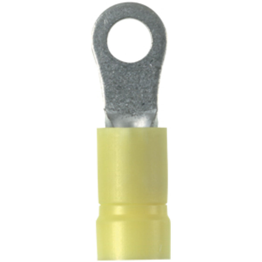 Pan-Term PV10-56R-L Ring Terminal, Yellow, Vinyl, 10-12 AWG, 5/16" Stud, PK50