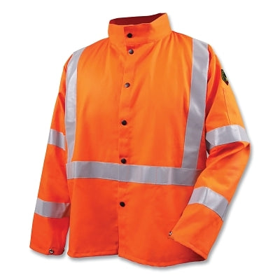 JF1012 FR Safety Welding Jacket with 2 in Reflective Tape, X-Large, 9 oz FR Cotton, Safety Orange
