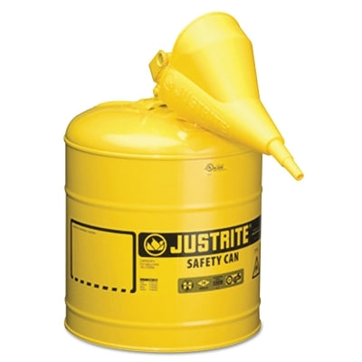 Type l Steel Safety Can, Diesel, 5 gal, Yellow, Includes Poly Funnel/SS Flame Arrestor/Swinging Handle
