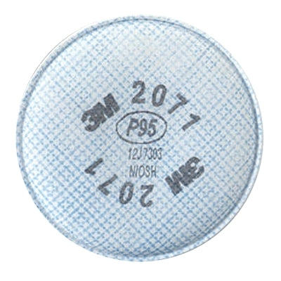 3M 2071 2000 Series Particulate Filter, P95, Solids/Liquids/Oil Based Part/Metal Fumes, White