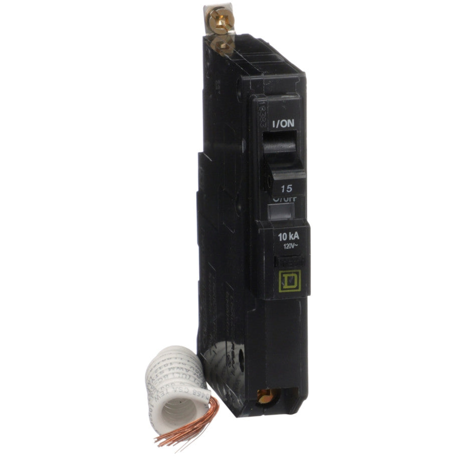 Mini circuit breaker, QO, 15A, 1 pole, 120VAC, 10kA, bolt on, 30mA grd fault B,  TAA