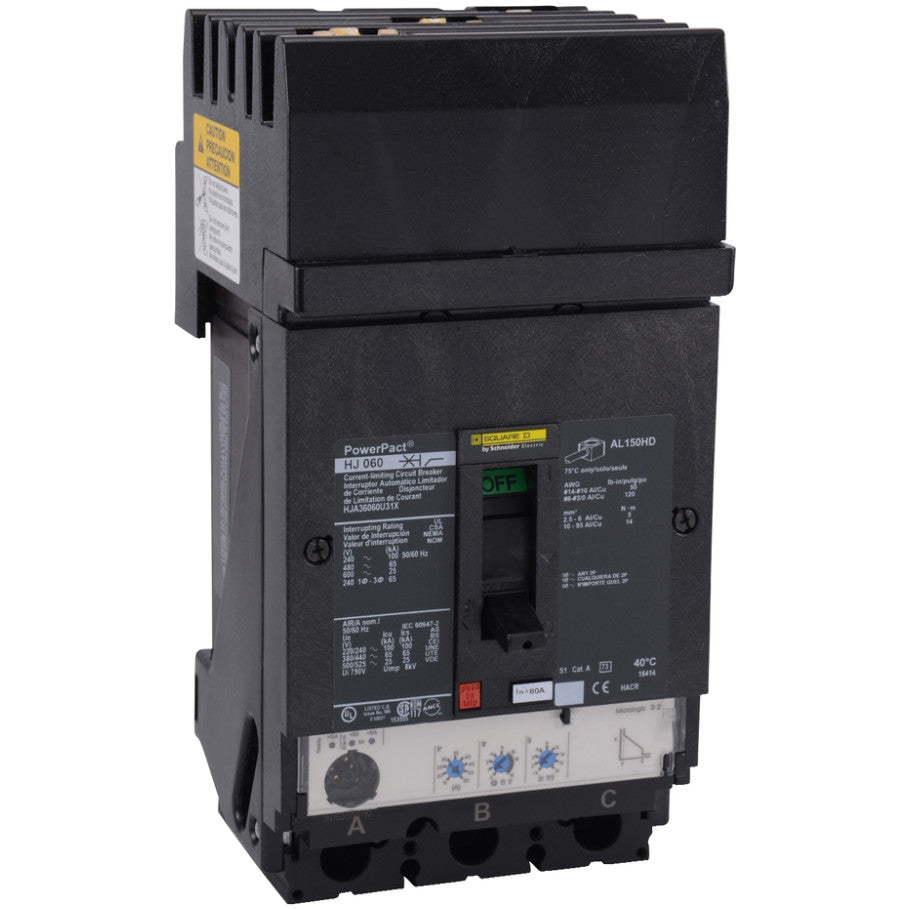 Molded Case Circuit Breaker, 60 A, 600 V, 3-Pole, I-Line Mount, 25 kA