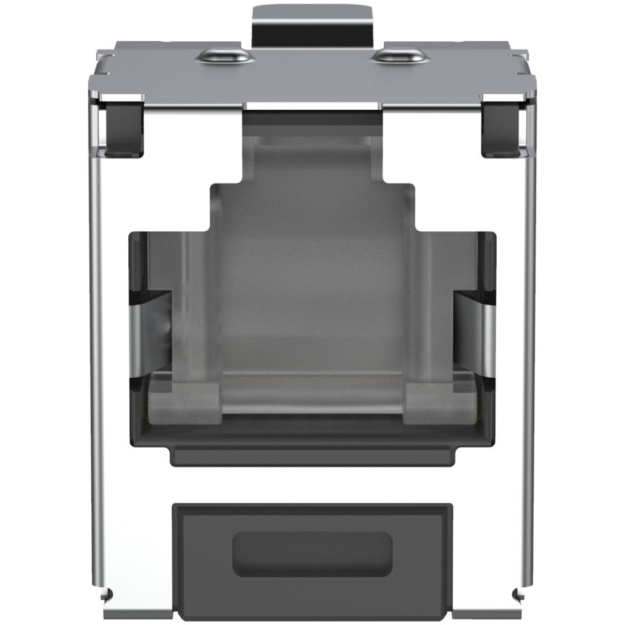 Shielded Jack Module, Cat 6A, RJ45 to RJ45, 8-Position, 8-Wire, Black, 1.5 L x 0.74 H x 0.62 W in.