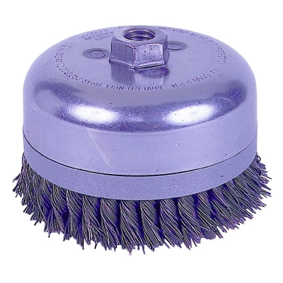 Extra Heavy Duty Knot Wire Cup Brush, 2 3/4 in Dia., 5/8-11 UNC, Stainless Steel