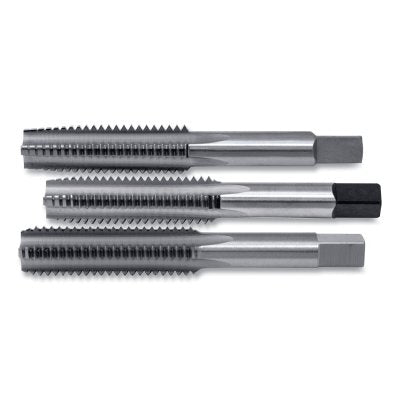 Taper-Plug-Bottoming Straight Flute 3 Pc Hand Tap Set, #12-24 Tool Size, 2.375 in OAL, 4 Flutes