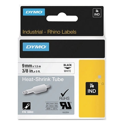Heat-Shrink Tube, 3/8 in W x 5 ft L, Black on White