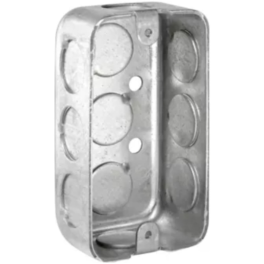 Utility Box, 4 x 2-1/8 in., Steel, 1-1/2 in. D, (8) 1/2 in. Side KO, (3) 1/2 in. Bottom KO