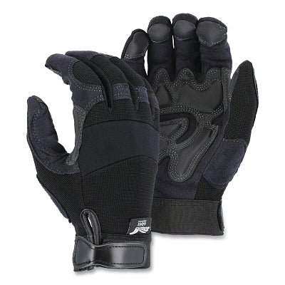 Armor Skin Mechanics Gloves with Reinforced Palm/Fingers, Armor Skin, 10/Large, Black