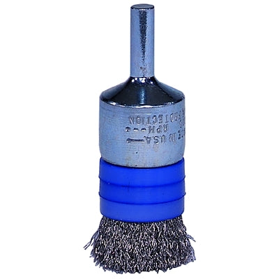 Banded Crimped Wire End Brush, Stainless Steel, 3/4 in dia x 0.006 in Wire, 20000 RPM