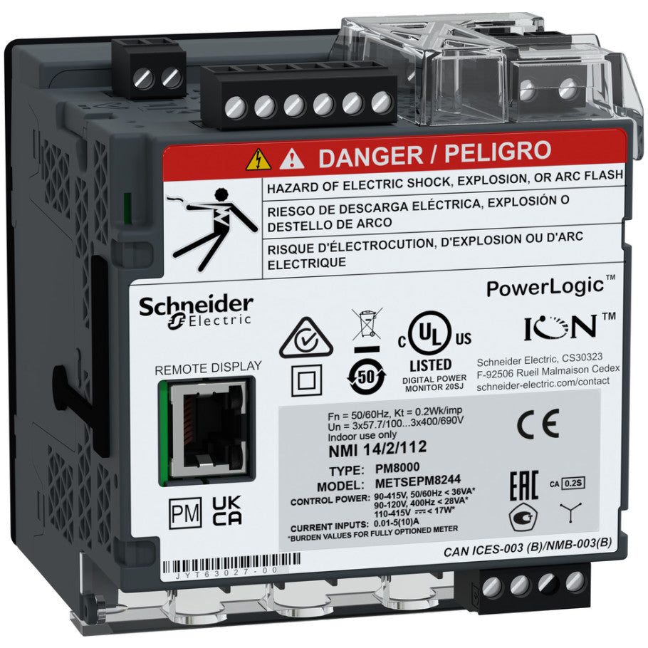 PowerLogic PM8000 - PM8244 DIN rail mount meter   Remote display - int. metering