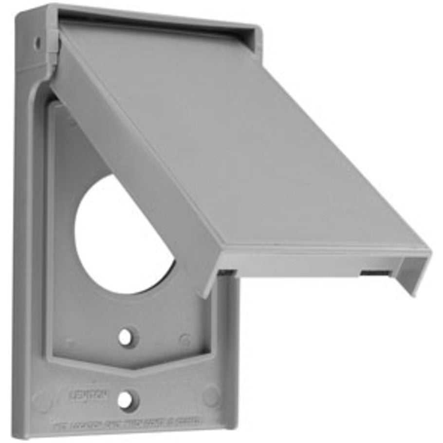 Weather-Resistant 1.406 Single Receptacle Cover, Vertical, 1-Gang, Gray