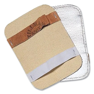 Aluminized Back-Hand Pad, 550X Aluminized Rayon, 5-1/2 in W x 7-1/2 in H, Economy Double Layer, Tan