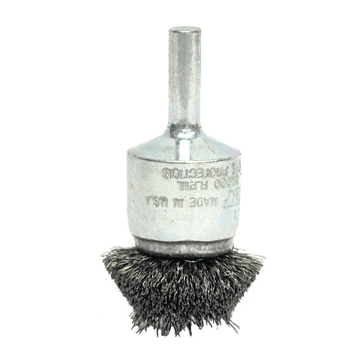 Stem-Mounted Circular Flared End Brush, Steel, 25,000 RPM, 2 in