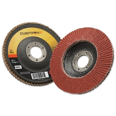 3M 051141-55623 Cubitron II Flap Discs 967A, 4-1/2 in dia x 7/8 in AH, T29, 40+, 13300 RPM
