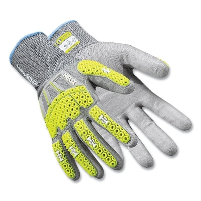 Helix IMP Impact Gloves, 3013IMP, A6 Cut, X-Large, Hi-vis Yellow/Gray