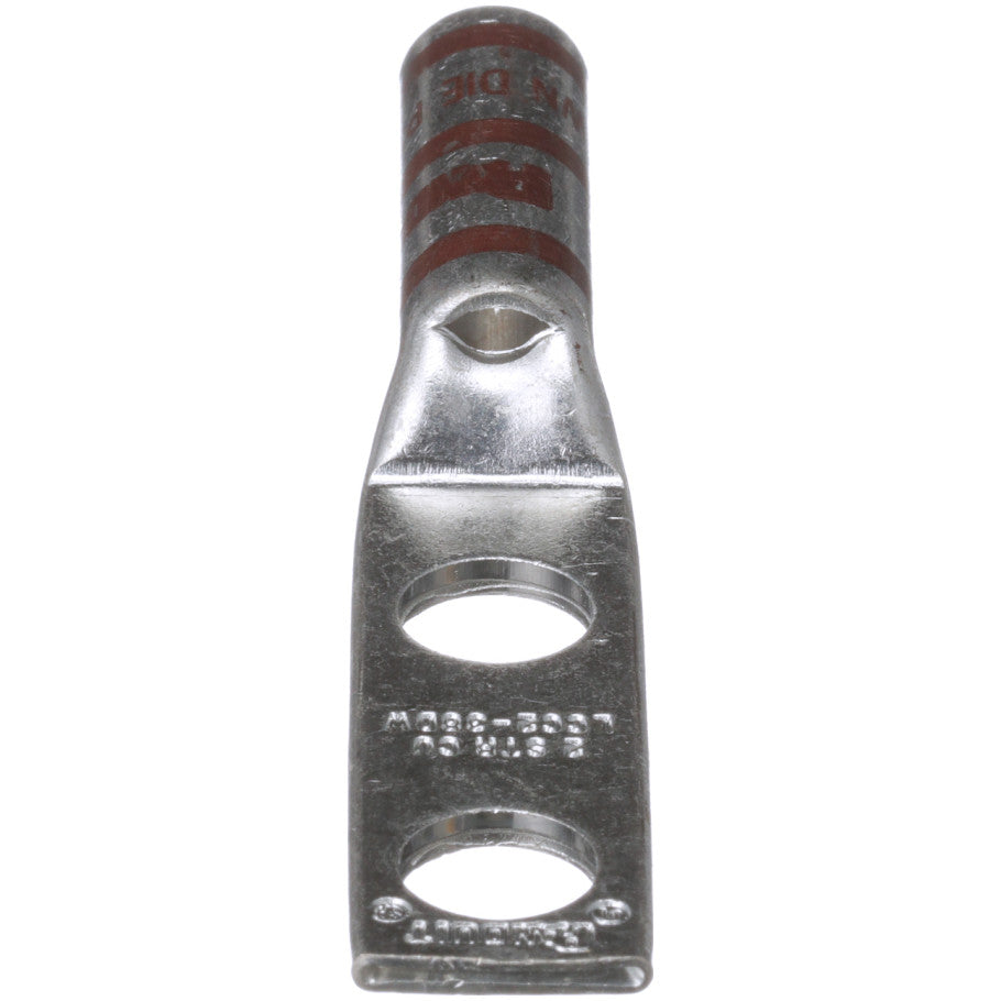 Long Barrel Lug with Inspection Window, 2 AWG, 2-Hole, Brown, 3/8 in.