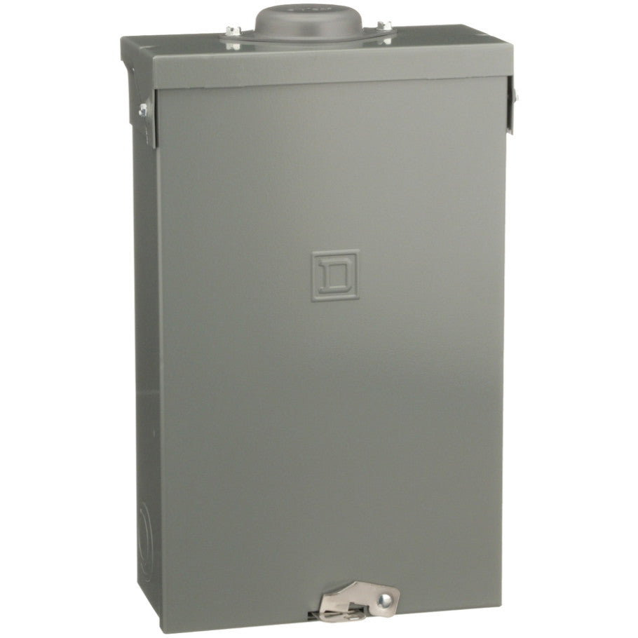 Load center, QO, 1 phase, 4 spaces, 8 circuits, 125A fixed main lugs, NEMA3R, gnd bar