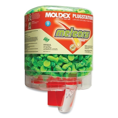 PlugStation Earplug Dispenser, Disposable Plastic Bottle, Small Foam Earplugs, Bright Green, Meteors