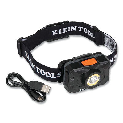 Rechargeable LED Headlamp, Lithium-Ion, Black, Bracket, Fabric Strap, USB-C Sharging Cord