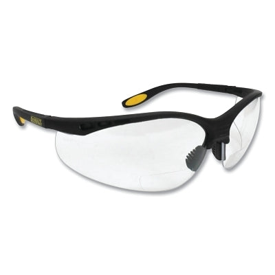 Reinforcer RX Bi-Focal Safety Glasses, Clear Lens, Polycarbonate, Hard Coat, Black Frame, +1.0