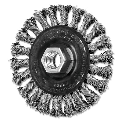 Full Cable Twist Knot Wheel, 4 D x 3/8 W, .02 in Stainless Steel, 20,000 rpm